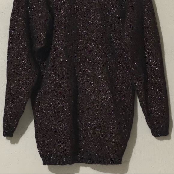 Courtney Rhodes Black Glitter Lambswool-Blend Long Sleeve Longline Sweater Vinta - Picture 6 of 7